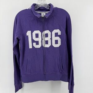 PINK Victoria's Secret Purple 1986 Full Zip Track Jacket Women's Small Y2K 90s